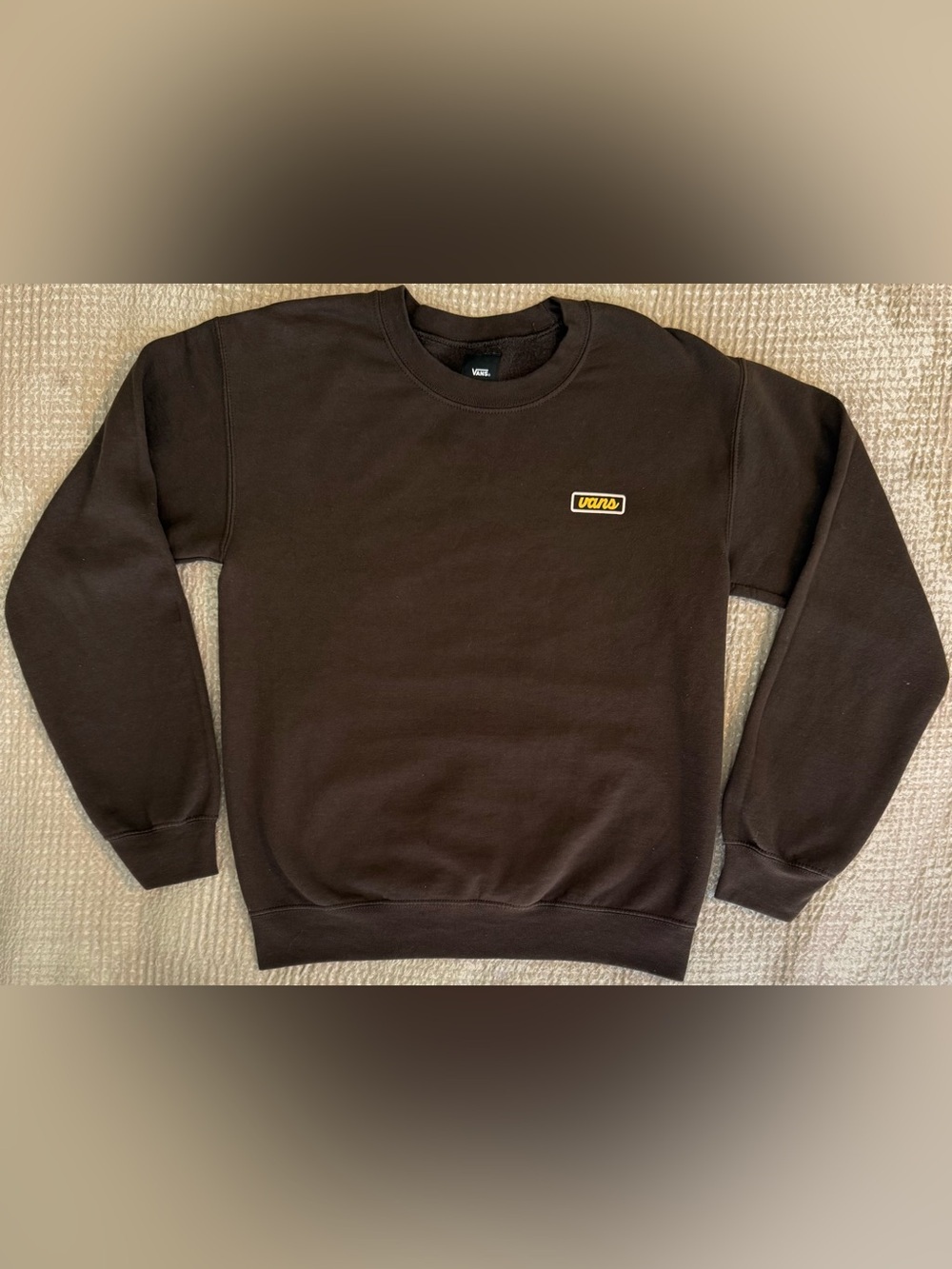 Vans Open Late Crewneck Sweatshirt Brown Fleece Graphic Logo Mens Small Skater